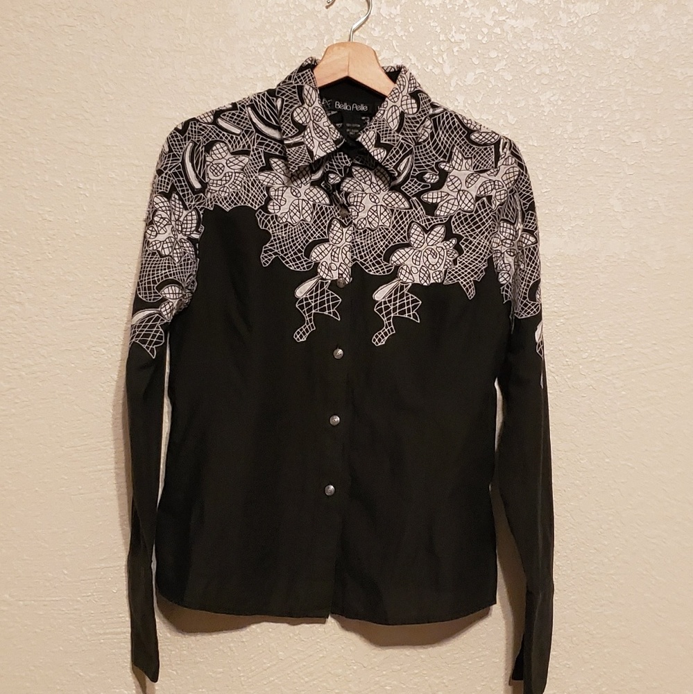 Bella Pelle Embroidered Button Down Top